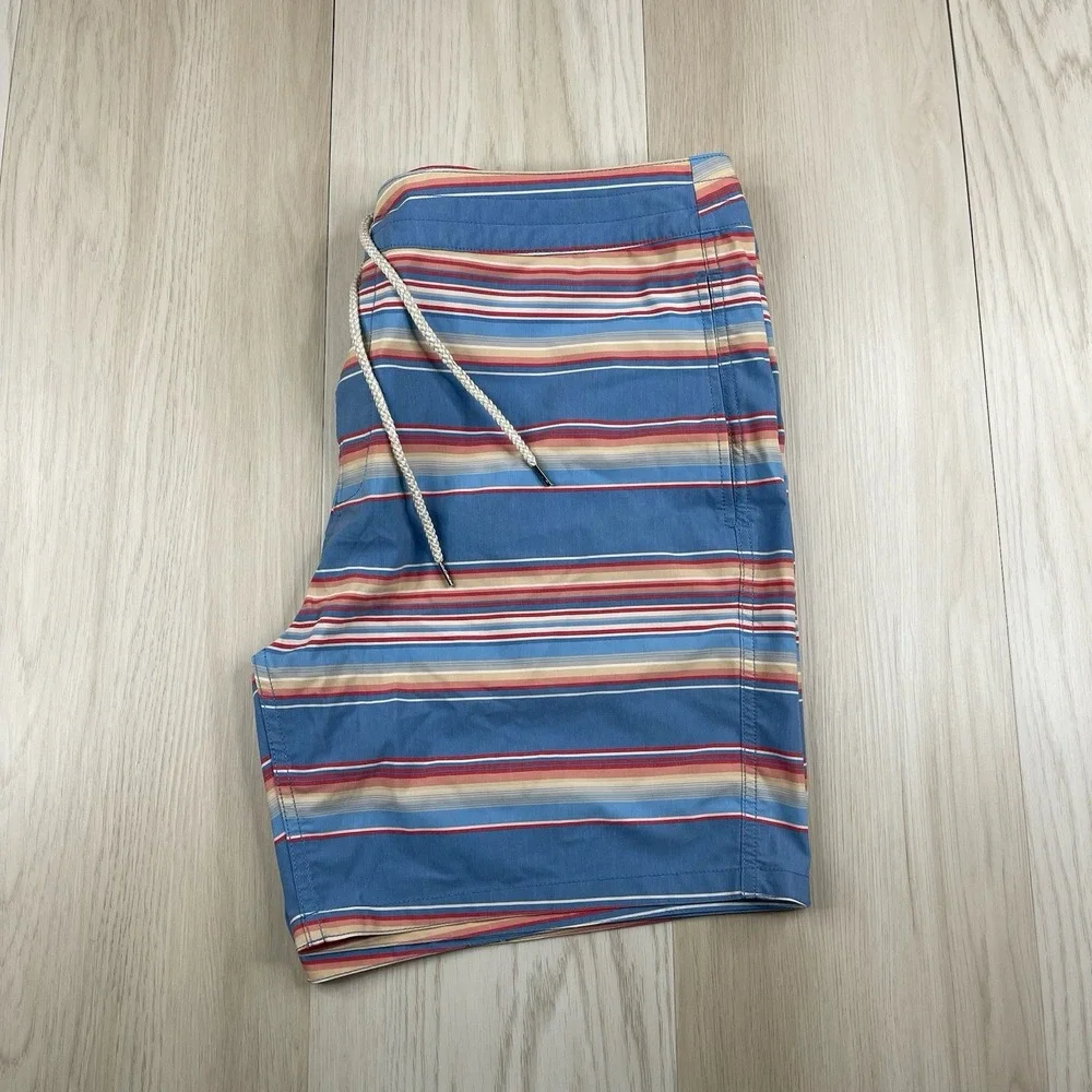 Faherty Classic Regular Fit Board Swim Shorts Men's 38 Coastal Shores Drawstring